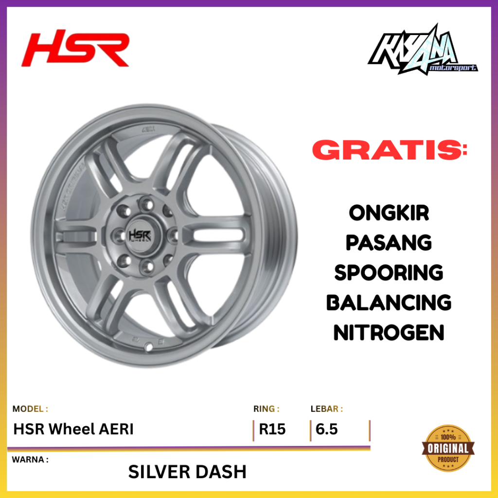 Velg RPF1 Untuk Mobil Brio Avanza Mobilio Velg Racing HSR AERI R15 Lubang 4x100/4x114.3 Silver Dash