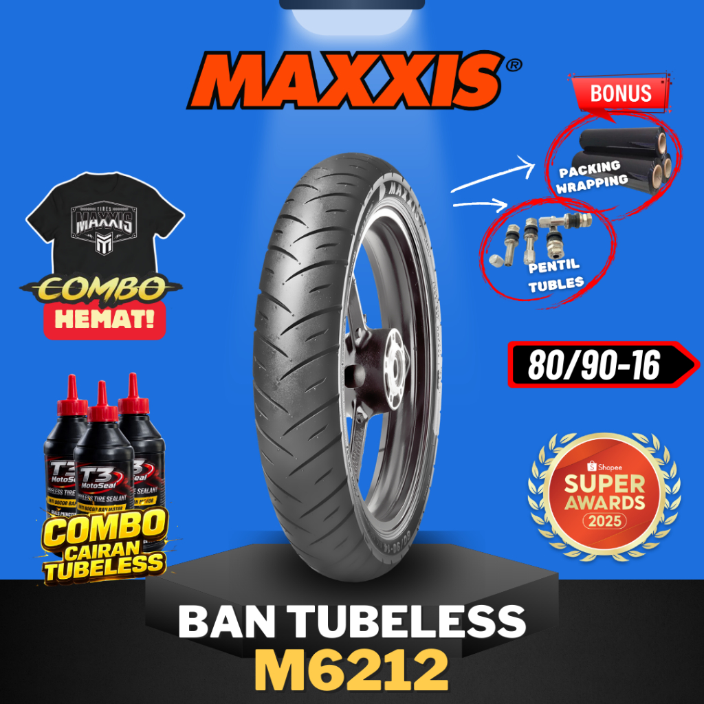 [READY COD] MAXXIS M6211 / M6212  80 - 90 - 16  / BAN MAXXIS 80/90-16 / 80-90-16 TUBELESS BAN LUAR /