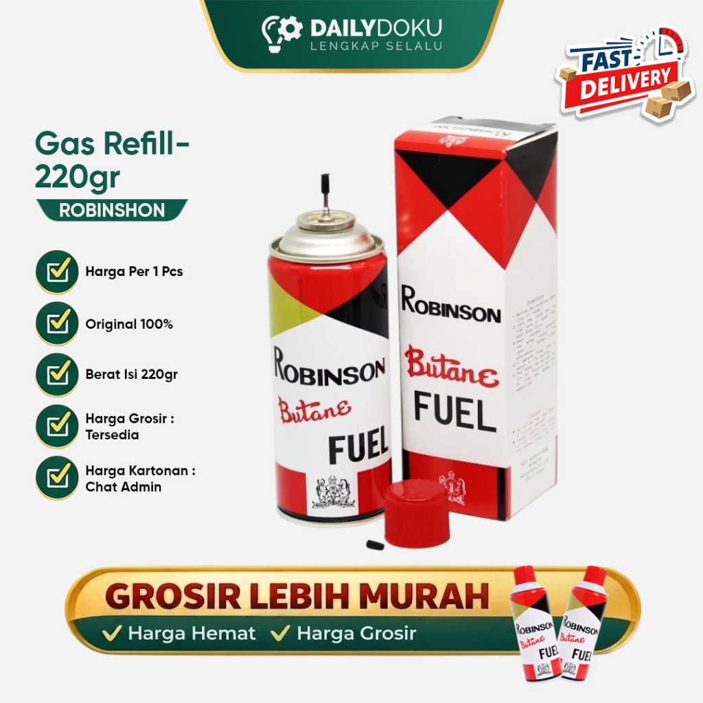 Gas Isi Ulang Minyak Gas Isi Ulang Korek Api Gas Butane Robinson 220gr – Refill Korek Api & Torch Li