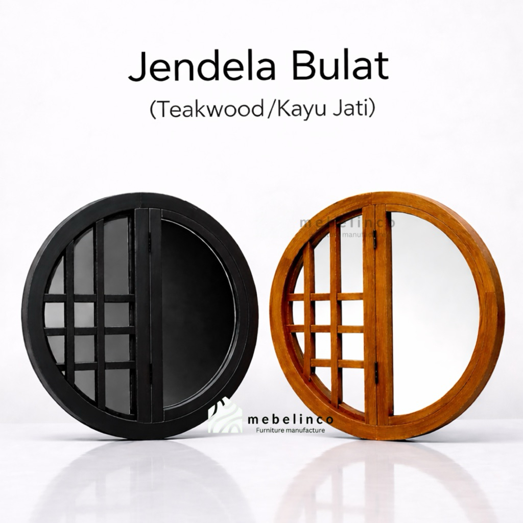 Kusen Jendela Bulat Putar Kayu Jati - Kusen Jendela Bulat  - round window diameter 50 -120 cm - JB3