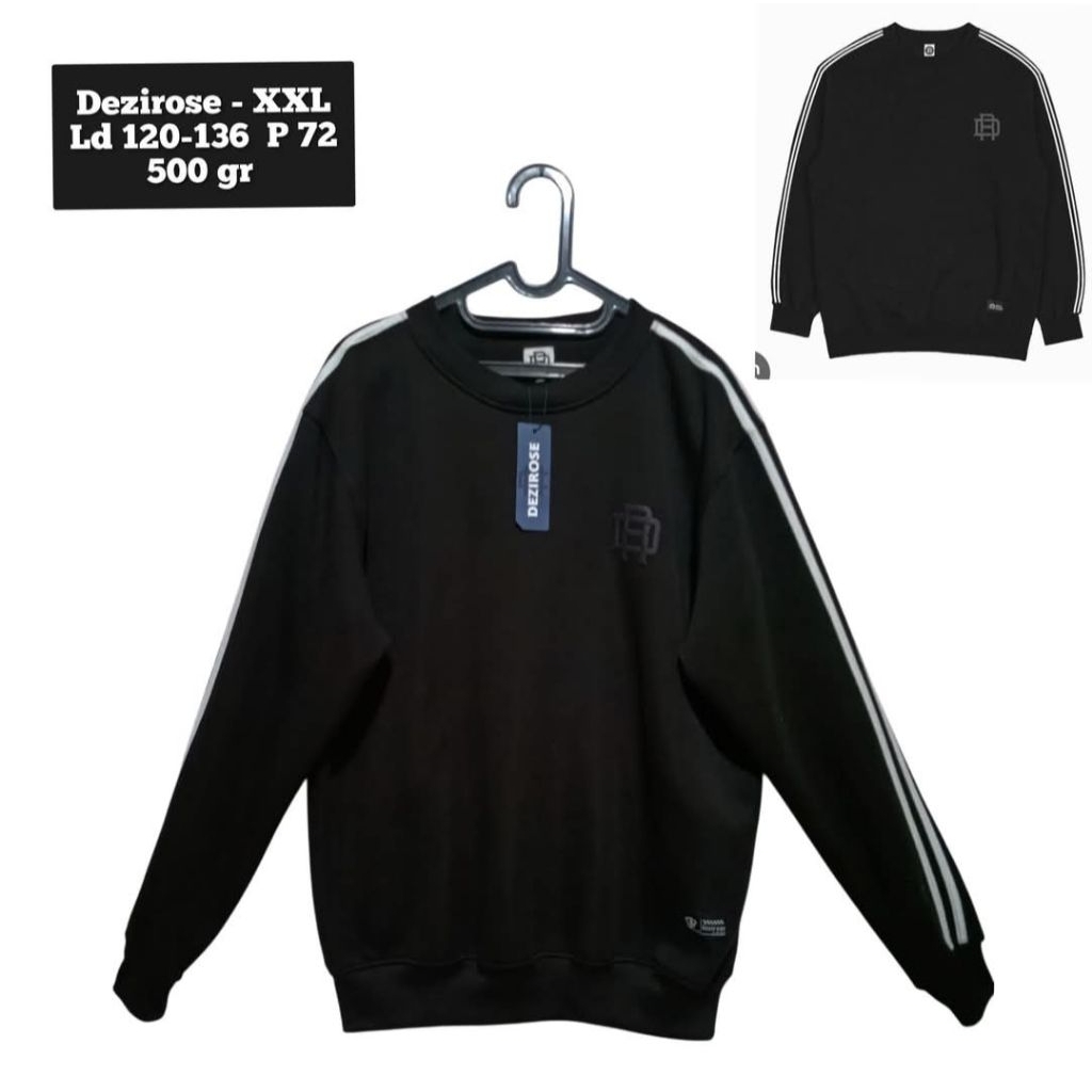 New Dezirose crewneck hitam pria size XXL