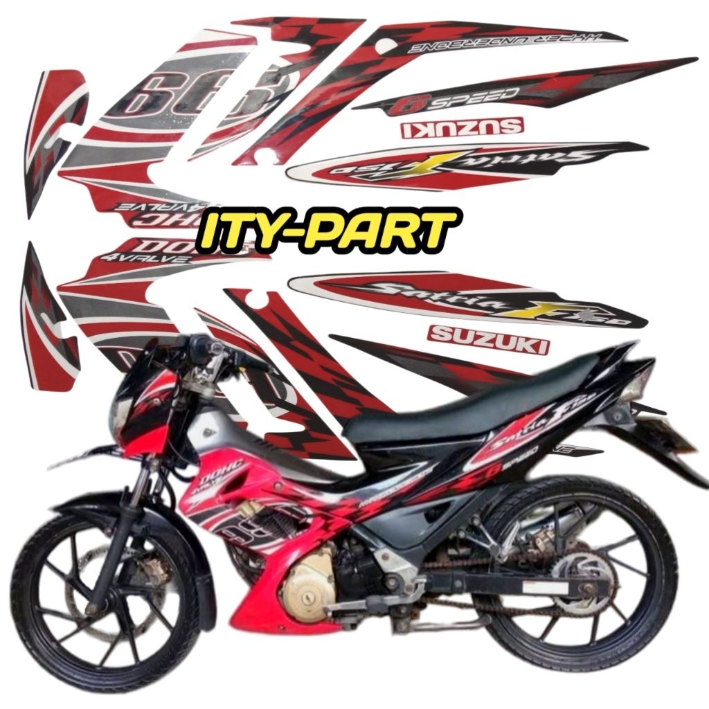 striping stiker lis satria Fu merah hitam 2012