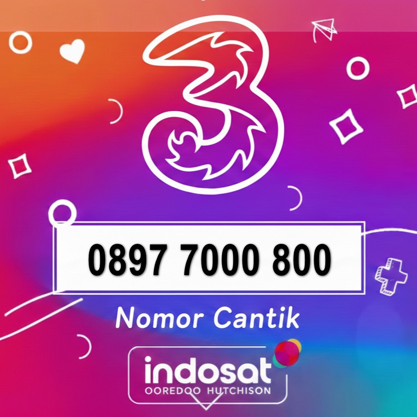Nomor Cantik Tri Indosat 3 Prabayar Premium Exclusive Seri Ribuan Ratusan