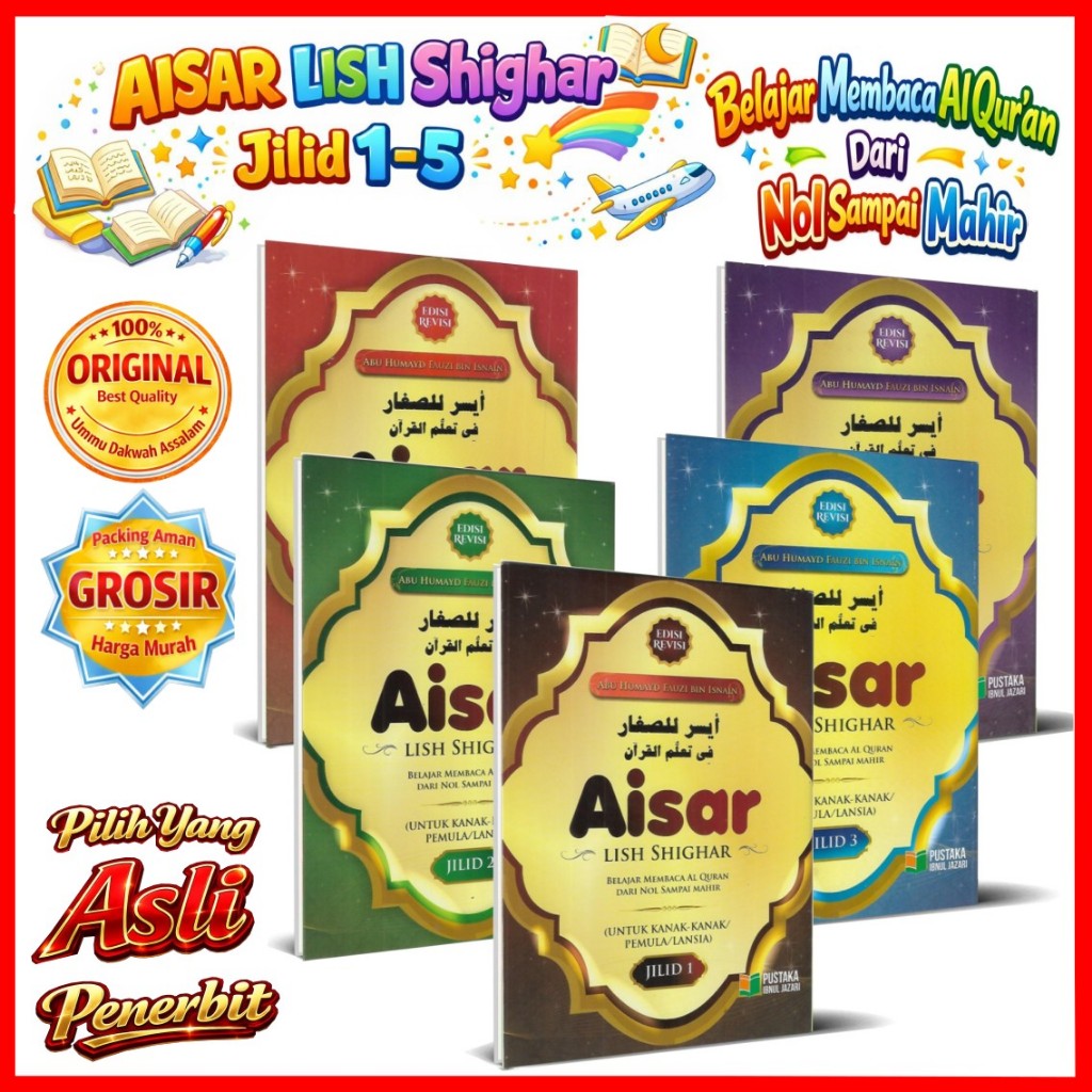 Aisar Lish Shighar ORI Aisar Lish Sighor Jilid 1-5 Buku Tajwid Belajar Membaca Al Quran Hingga Mahir