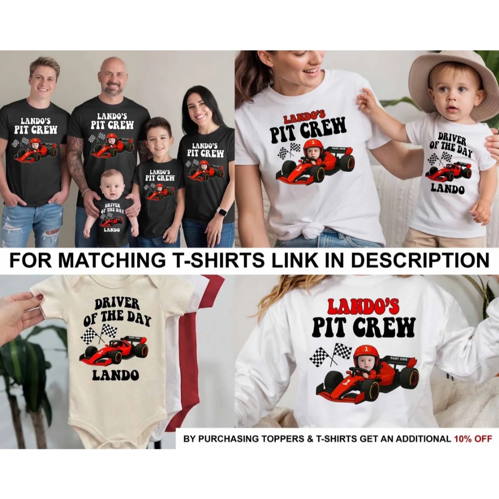 KAOS COUPLE KELUARGA ULTAH BIRTHDAY CARS F1 MERAH PIT CREW BISA PAKAI FOTO ANAK
