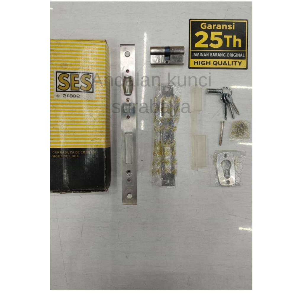 Kunci Pintu Mortise SES Set Cylinder Anak Kunci Stainless | Kunci Tanam Pintu Rumah Kamar Kantor
