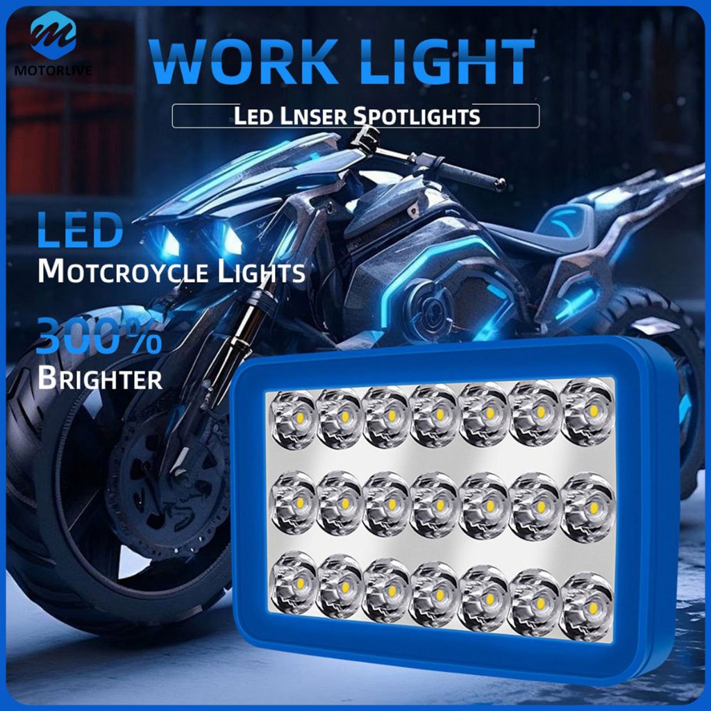 Lampu Depan Motor Lampu Kabut 21 LED Lampu Sorot Mini Desain Persegi Lampu Depan Motor 12V Cahaya Pu