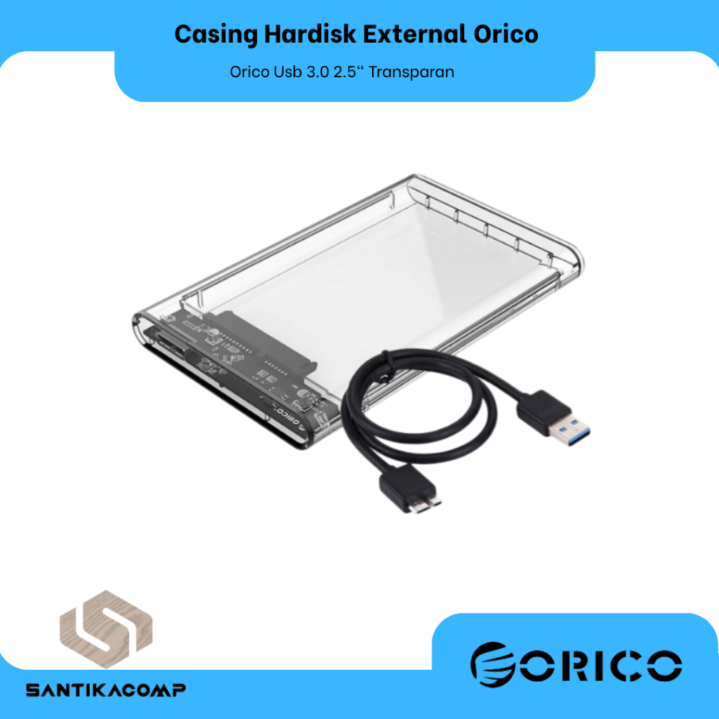 Case Hdd / Casing Hardisk External Orico Usb 3.0 2.5" Transparan - Enclosure Orico