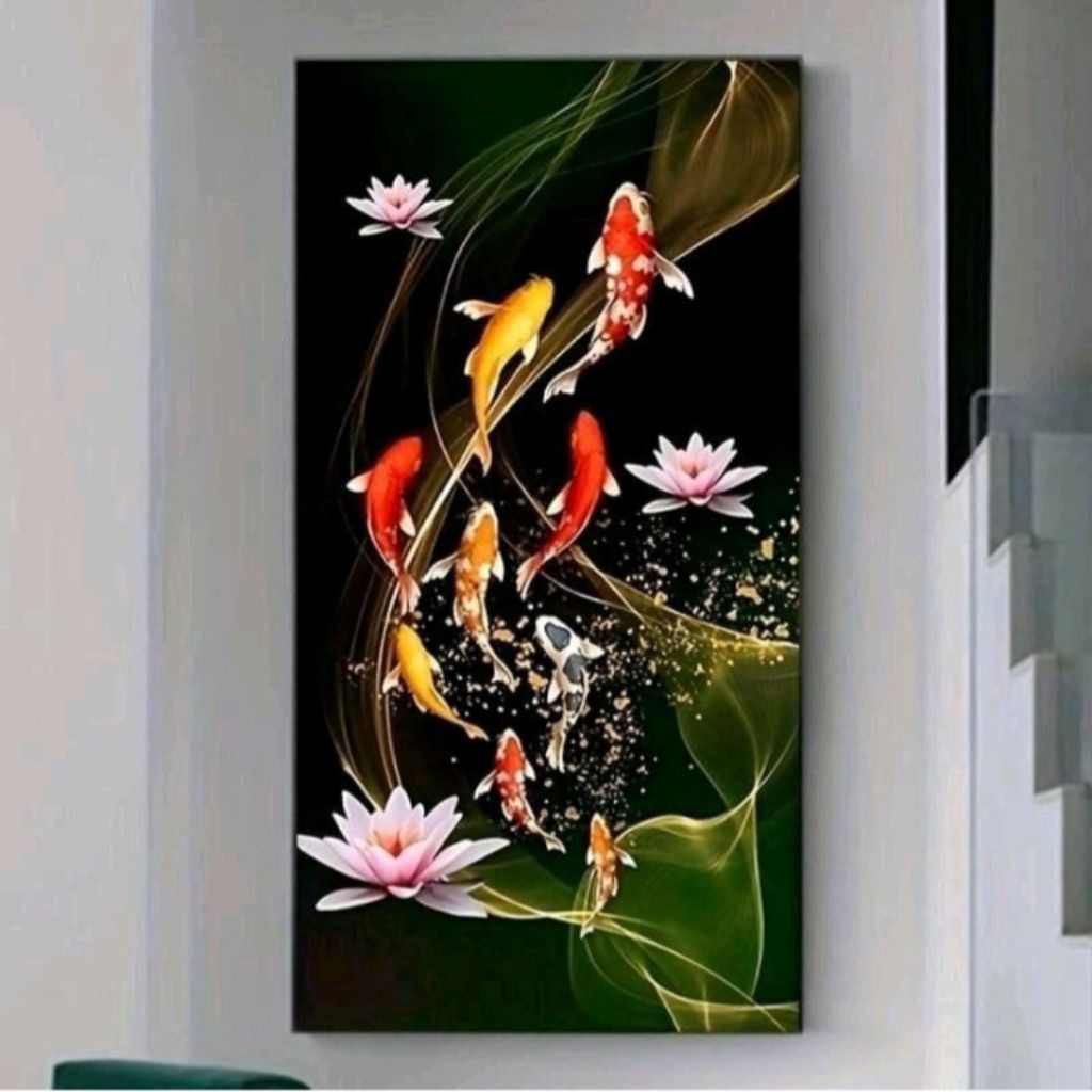 lukisan koi idealis,lukisan koi warna warni