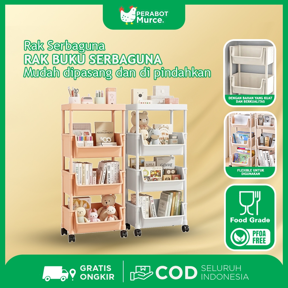 Rak Troli Plastik Susun Rak Buku Rak Snack Bumbu Dapur Kamar Mandi Serbaguna