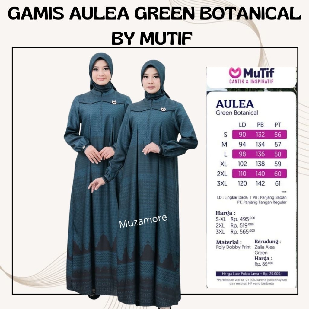 {MUZAMORE} MUTIF GAMIS AULEA GREEN BOTANICAL GAMIS WANITA DEWASA TERBARU MUTIF 2026