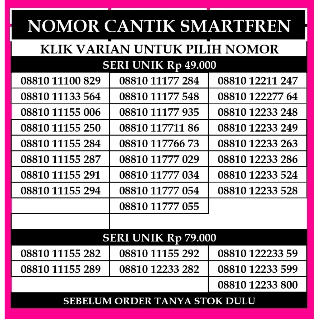 Nomor cantik Kartu perdana Smartfren kartu Perdana Prabayar murah