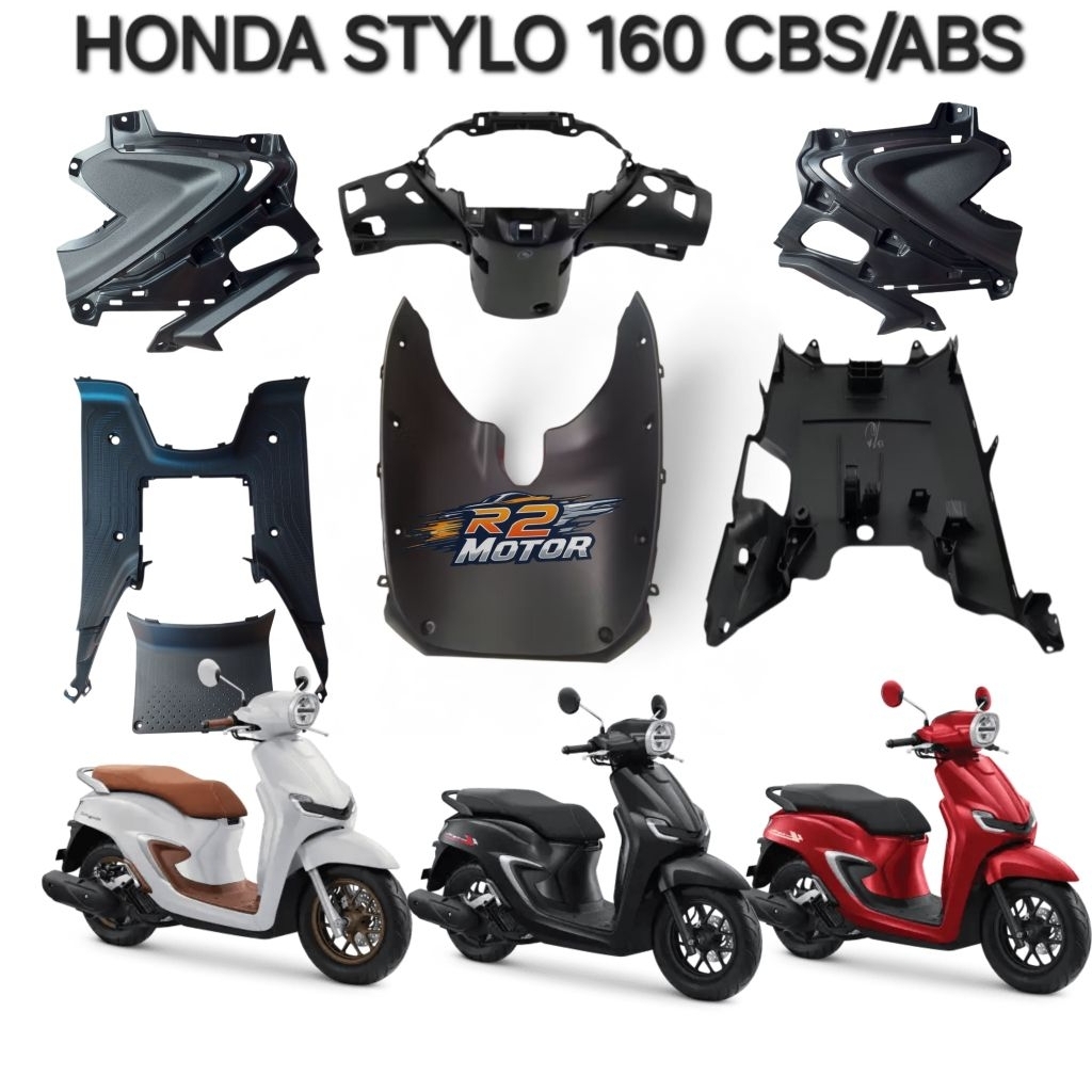 Cover Body Kasar Stylo 160 Hitam - Cover Body Honda Stylo 160- Step Floor Stylo 160- Pijakan Kaki St