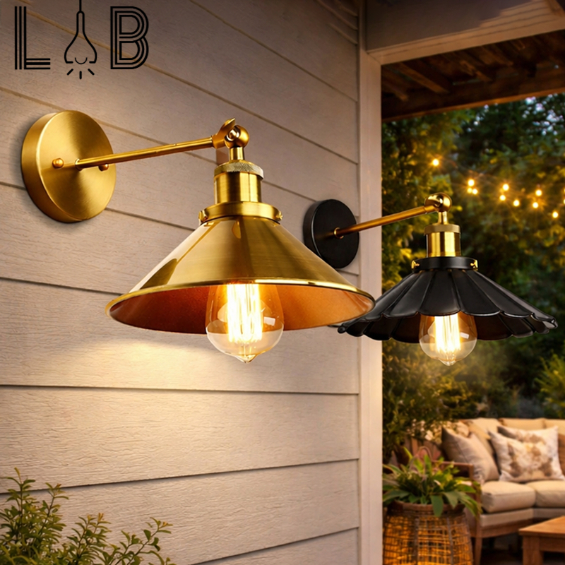 Lampu Dinding Vintage Besi Tempa Lampu Dinding Emas Ruang Tamu Bar Restoran Kamar Tidur Teras Cafe L