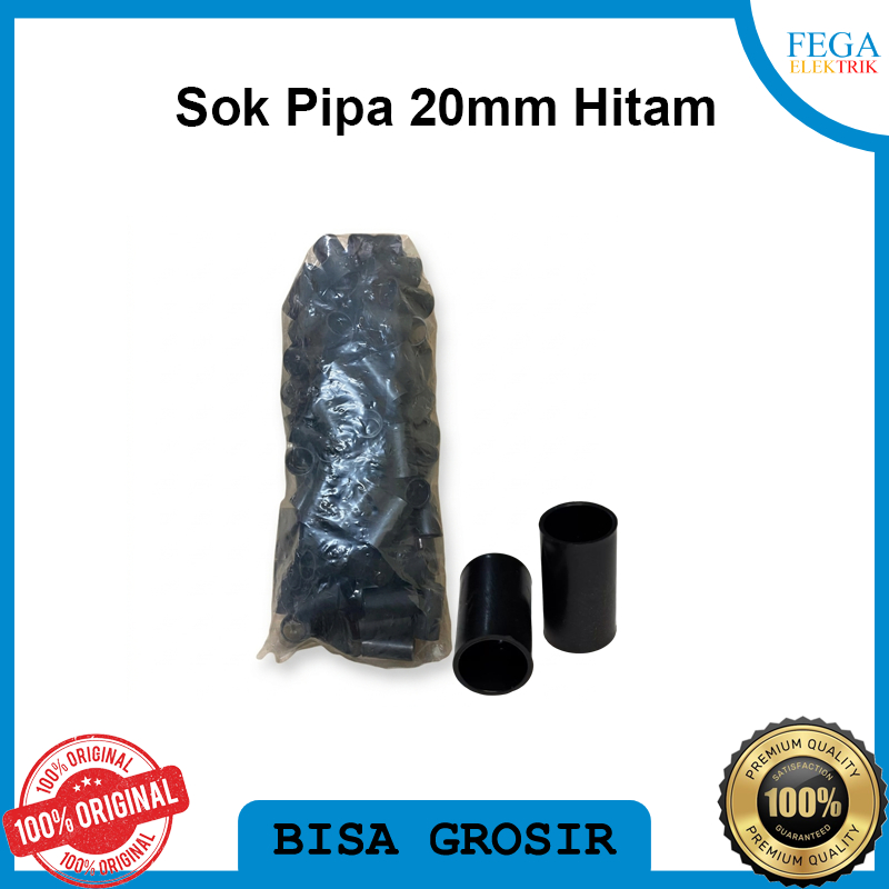 Sok Pipa 20mm Hitam – Sambungan Pipa Listrik PVC