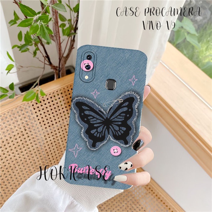 Case Vivo V9 V7 V7 Plus V5 V5 Plus Motif butterfly jeans Case Keren Kekinian Soft Case Lentur[HC17]