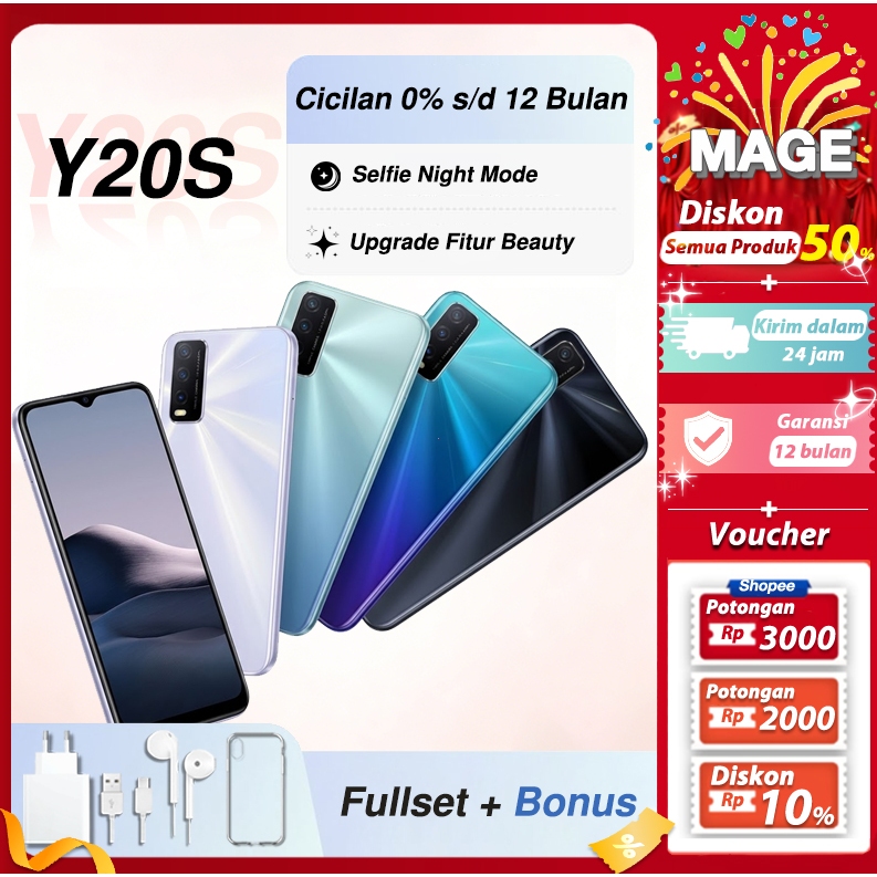 HP VIVO Y20s 8GB+256GB Camera 13MP Fast Charge Second Asli Mulus Fullset Garansi Toko 12 Bulan COD