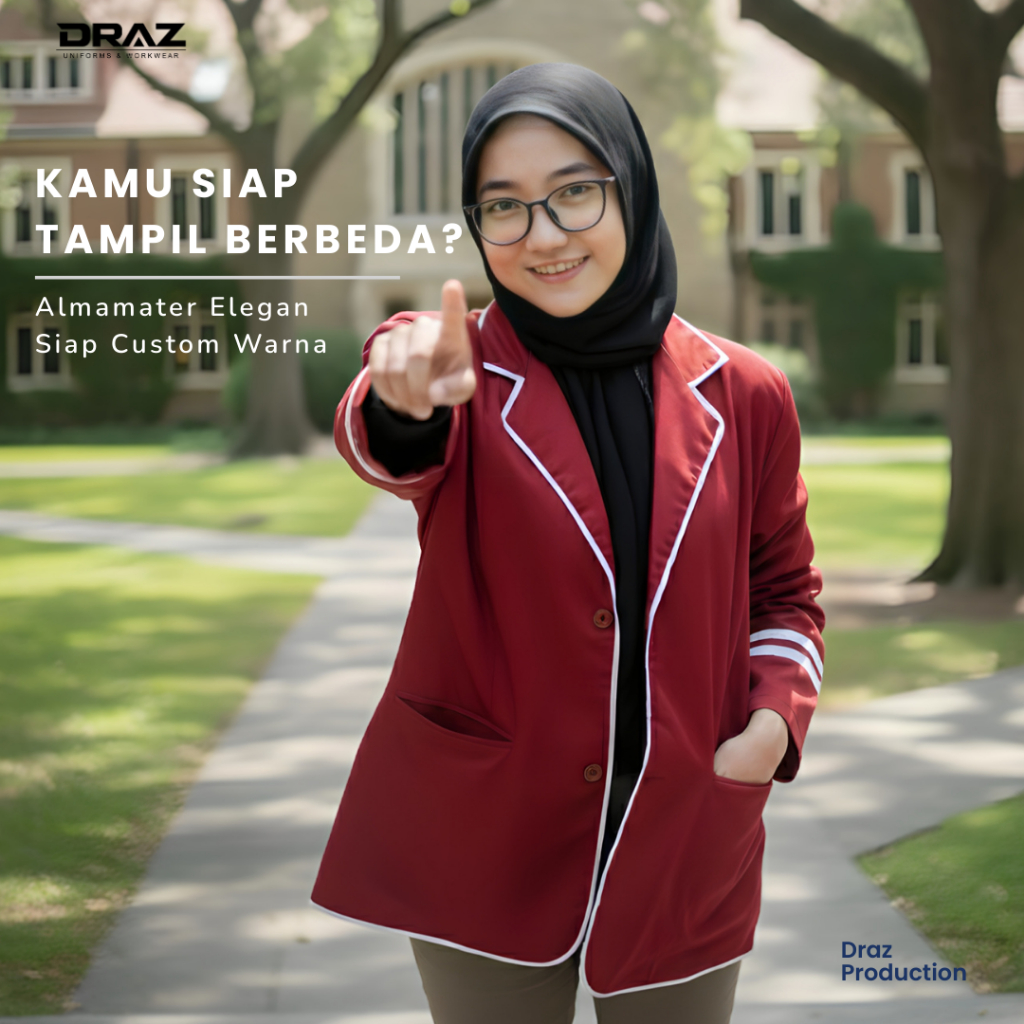 TOKODRAZ- Jas Almamater Kampus Universitas Osis Pesantren Merah Marun Lis Putih Lak-laki Perempuan