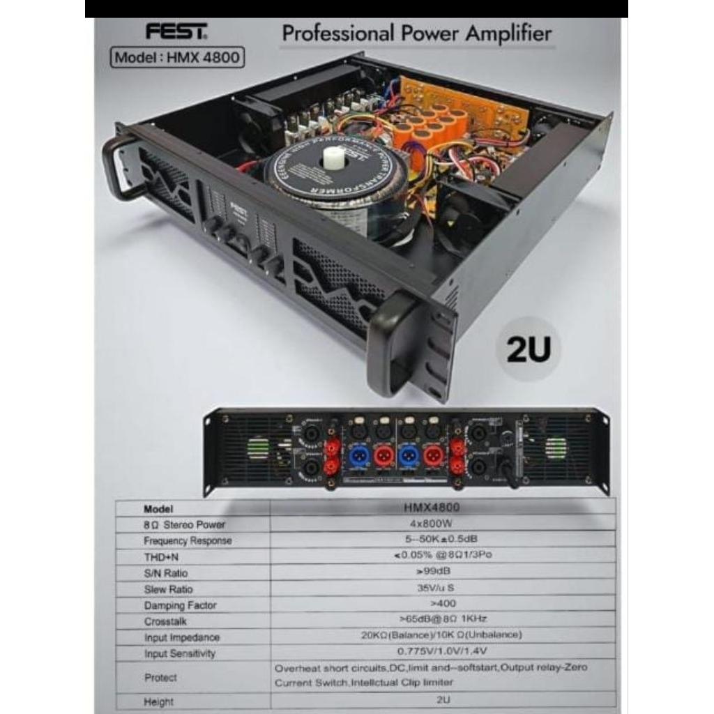 Power Amplifier 4 Channel FEST Model HMX4800. Hmx 4800