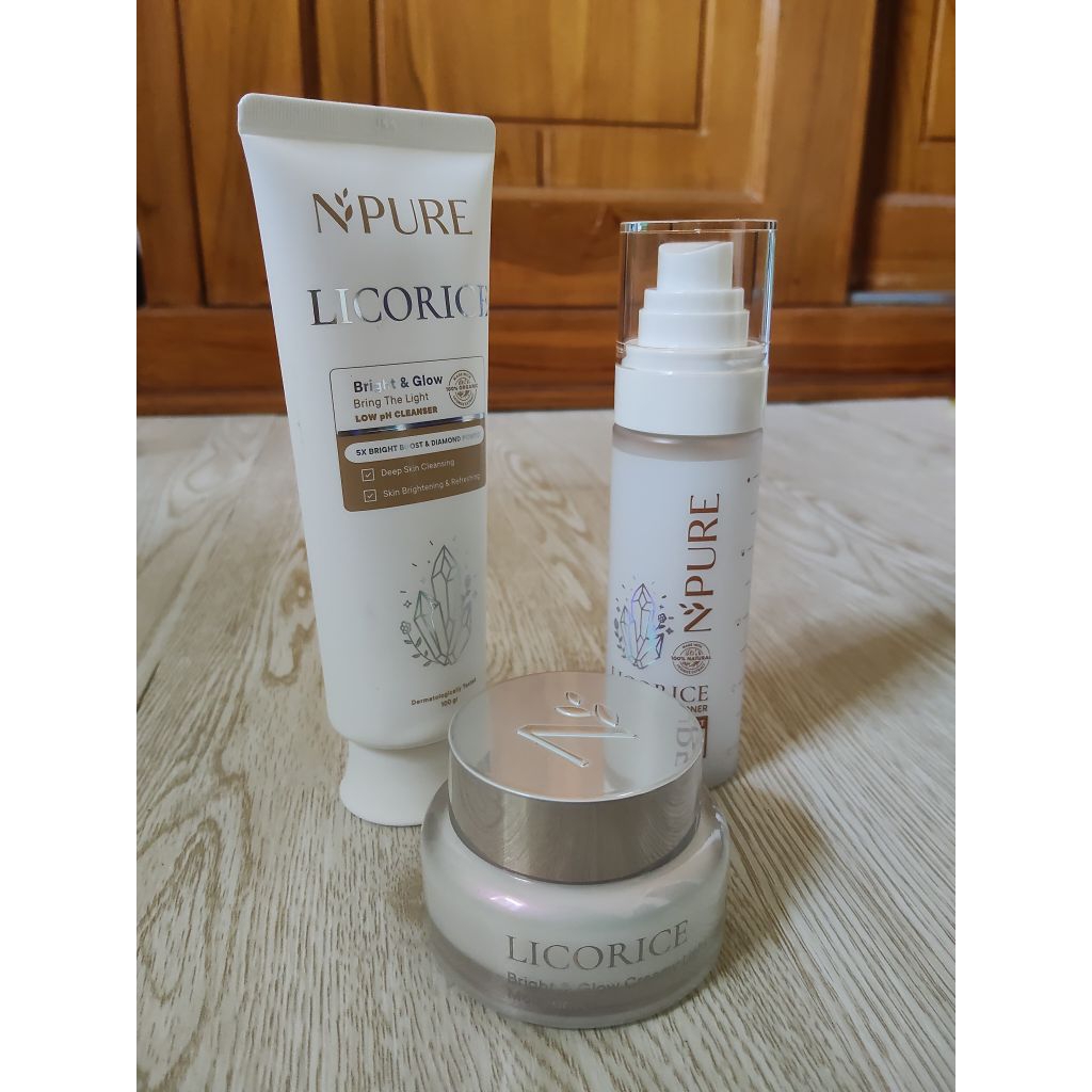 NPURE Paket 3 Pcs - Face Wash + Toner + Moisturizer - Licorice Series/Satuan - preloved