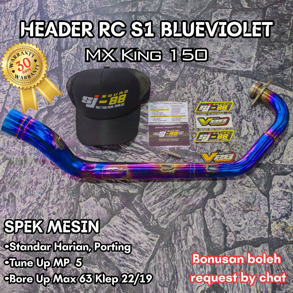 Knalpot SJ88 HEADER Only RC S1 BlueViolet MX KING V1 V2 Pipa Leheran model MalayStyle Cobra ORIGINAL