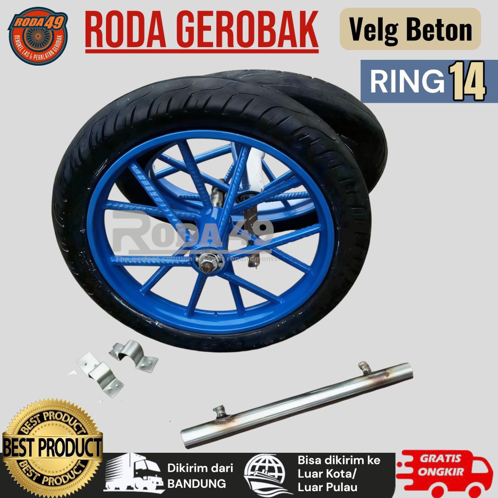 Roda Gerobak Dorong Ring 14 siap pakai