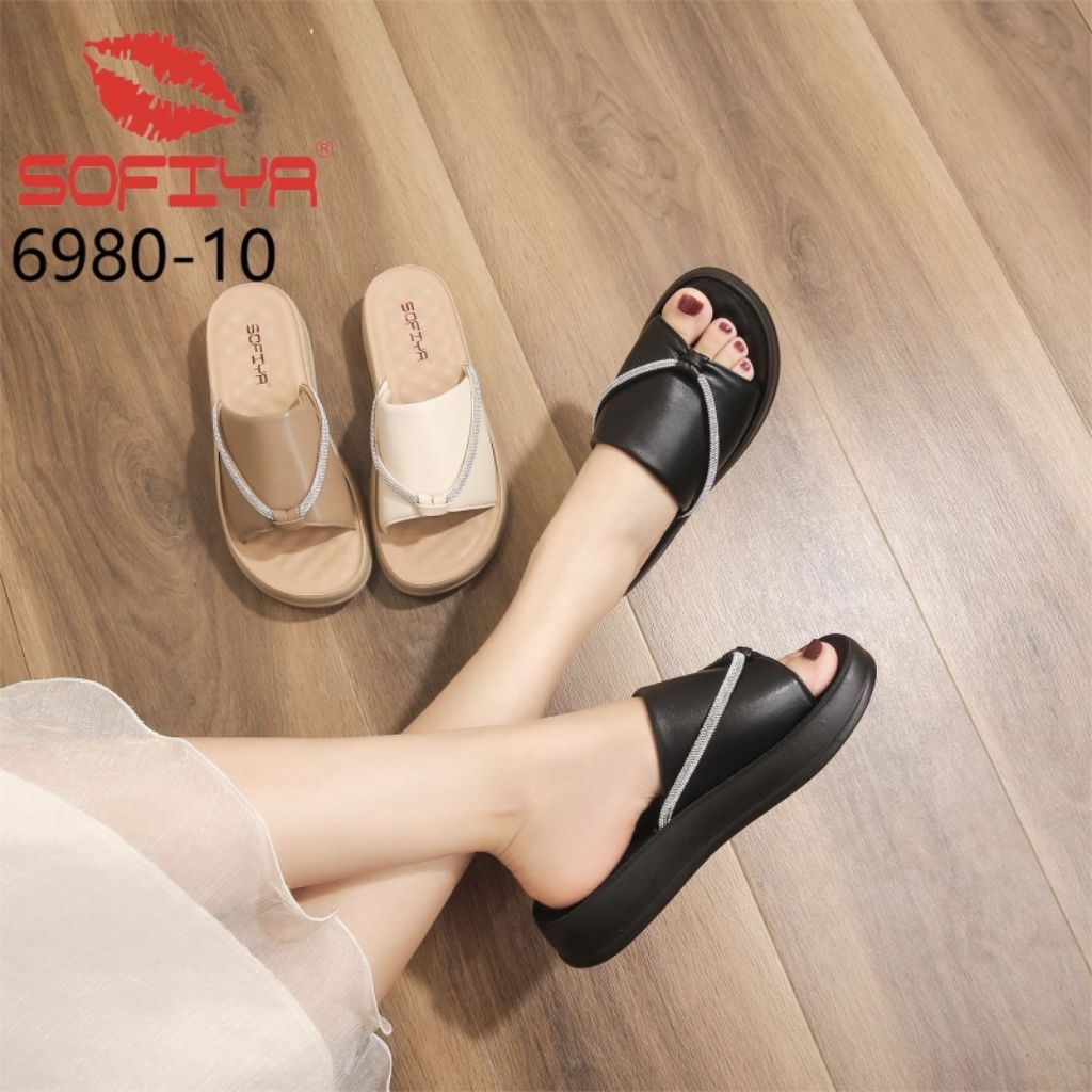 SOFIYA ORI 6980 10 SANDAL WANITA IMPORT / SANDAL WEDGES / SENDAL SLOP / SENDAL WEDGE TINGGI 4CM
