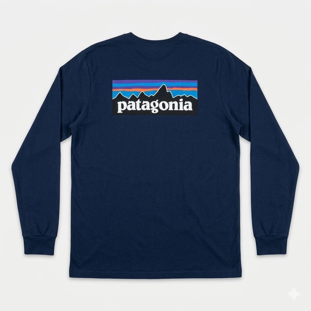 Patagonia P-6 Logo Long-Sleeve T-Shirt dark Navy - 100% Organic Cotton - size L fit XL