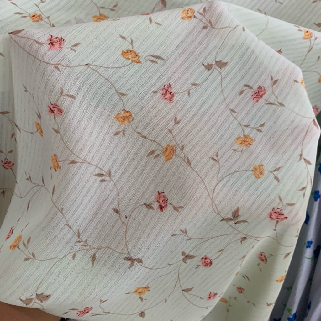 kain sifon premium - kain sifon motif bunga - kain sifon - kain chiffon premium