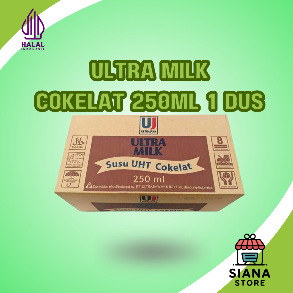 Ultra Milk Cokelat 250 ml 1 Dus / Susu UHT Rasa Coklat