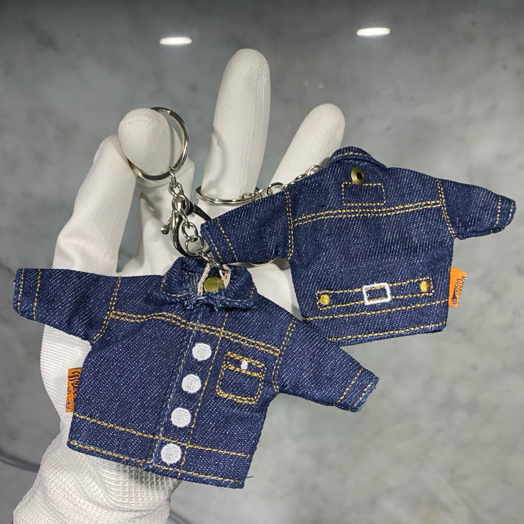Mini Raw Denim Jacket Keychain Gantungan Kunci Unik bentuk Miniatur Jaket Jeans Selvedge