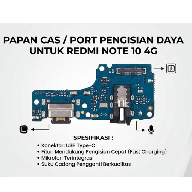 Papan Cas Conector Cas Pcb Flexible charger XIAOMI REDMI NOTE 10 4G / NOTE 10S / POCO M5S Kualitas s
