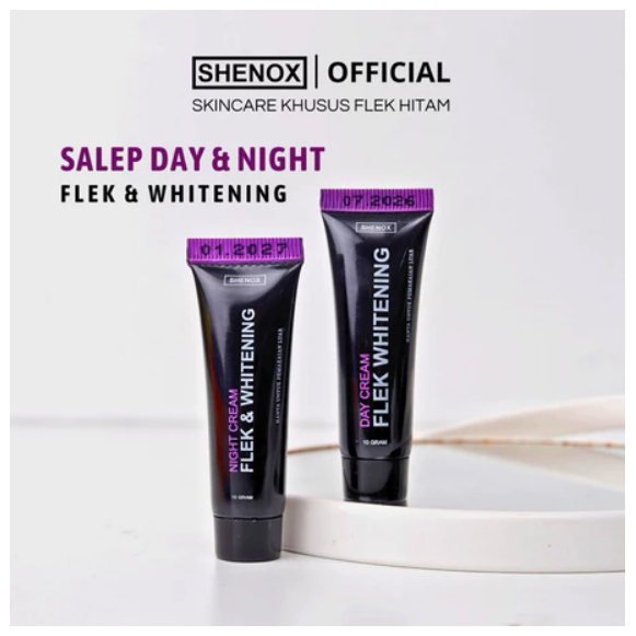 Paket 2pcs Salep Siang Malam Shenox Skincare Flek Hitam Salep Day Flek & Night Flek Whitening Resmi 