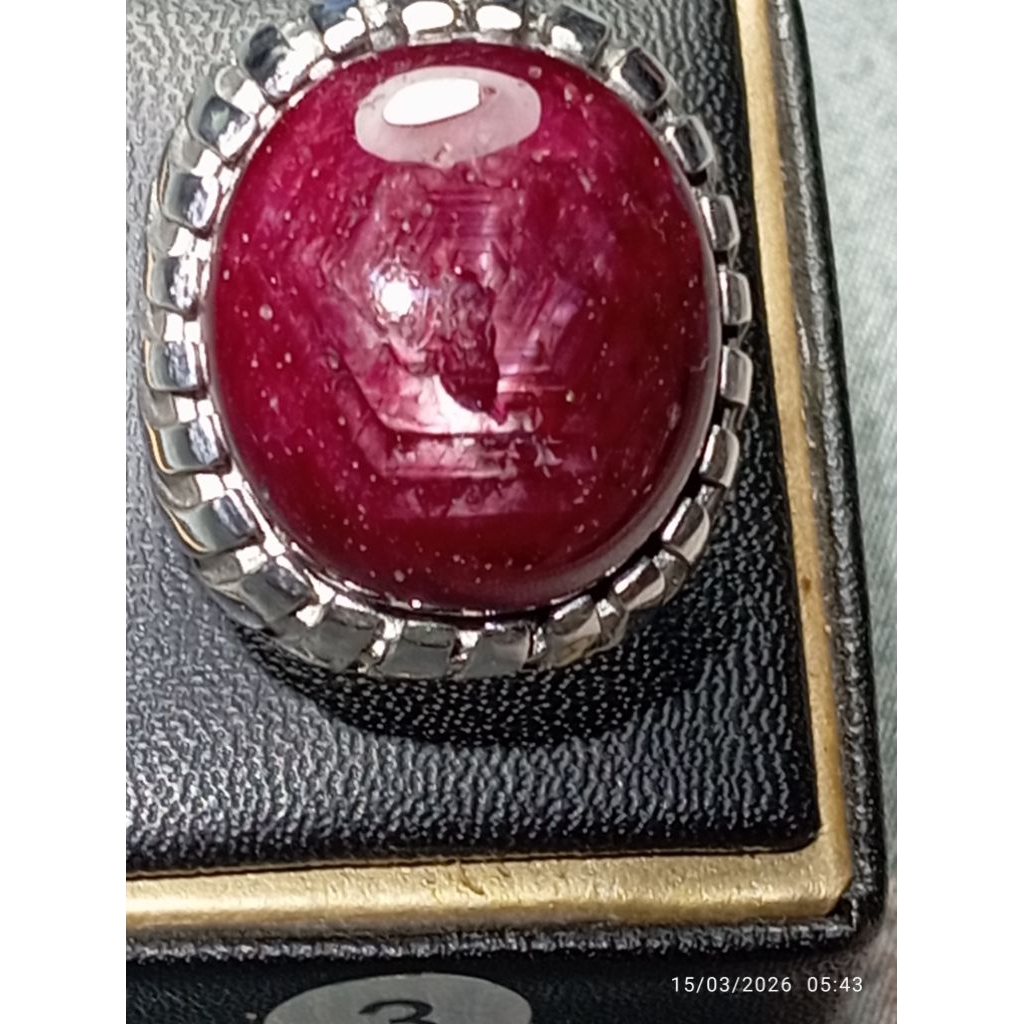 Cincin Mata Batu Natural Ruby Star Fatwa Unik Jumbo Top Colour Big Size Premium (Kolektor Item)