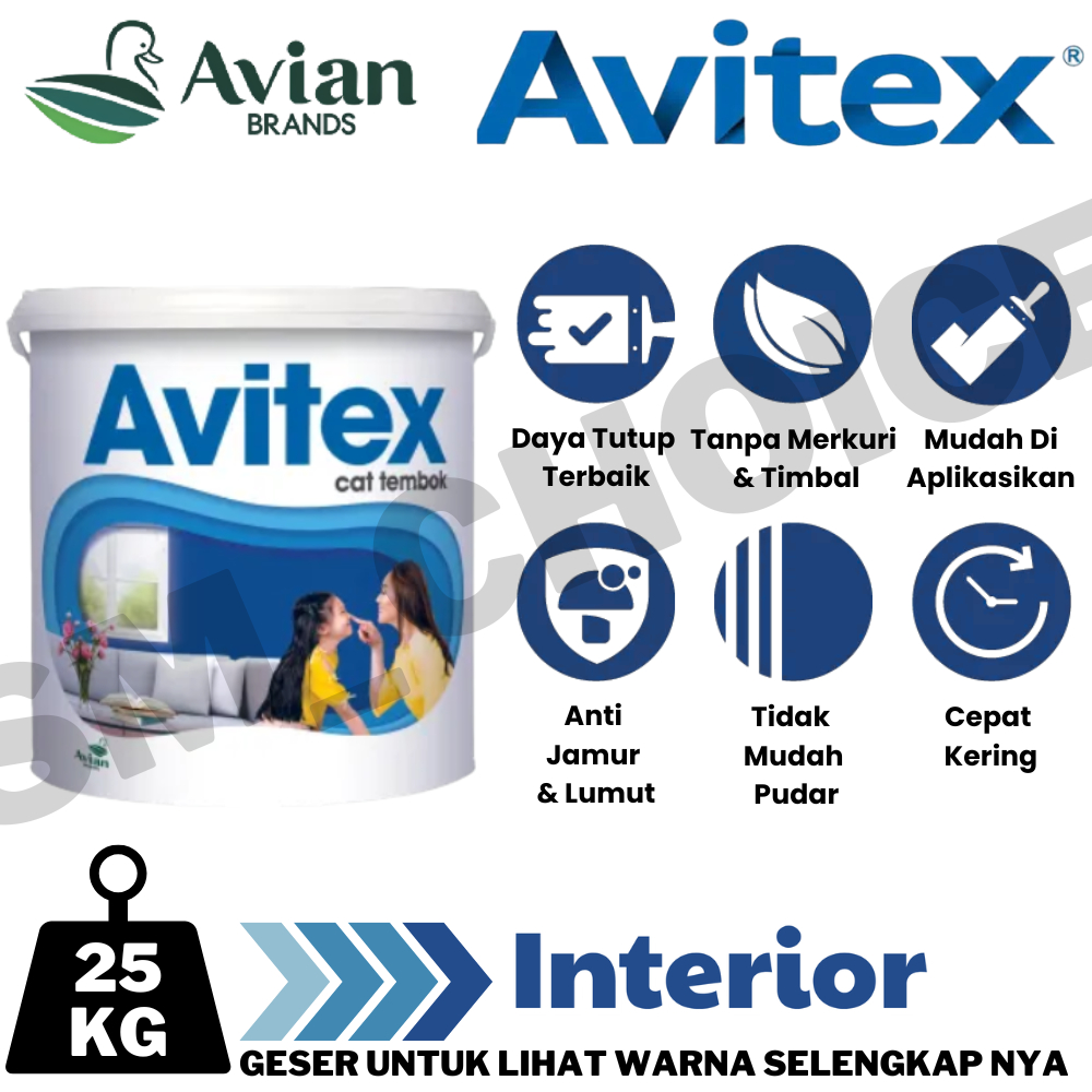 AVIAN AVITEX INTERIOR 25KG CAT TEMBOK INTERIOR 25KG CAT AVITEX 25KG BISA CUSTOM WARNA