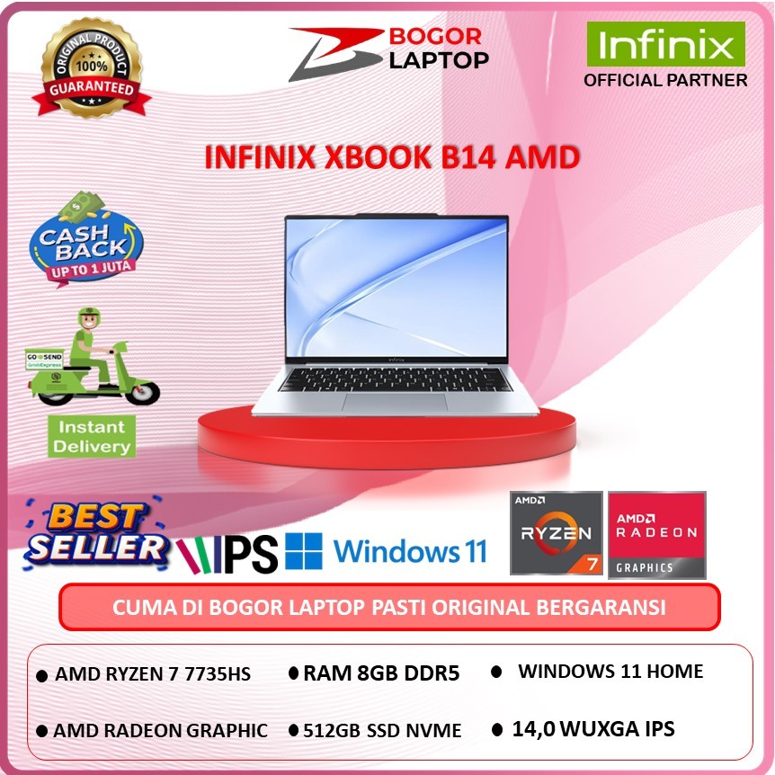Laptop Infinix XBOOK B14 Ryzen 7 7735HS  Garansi Resmi