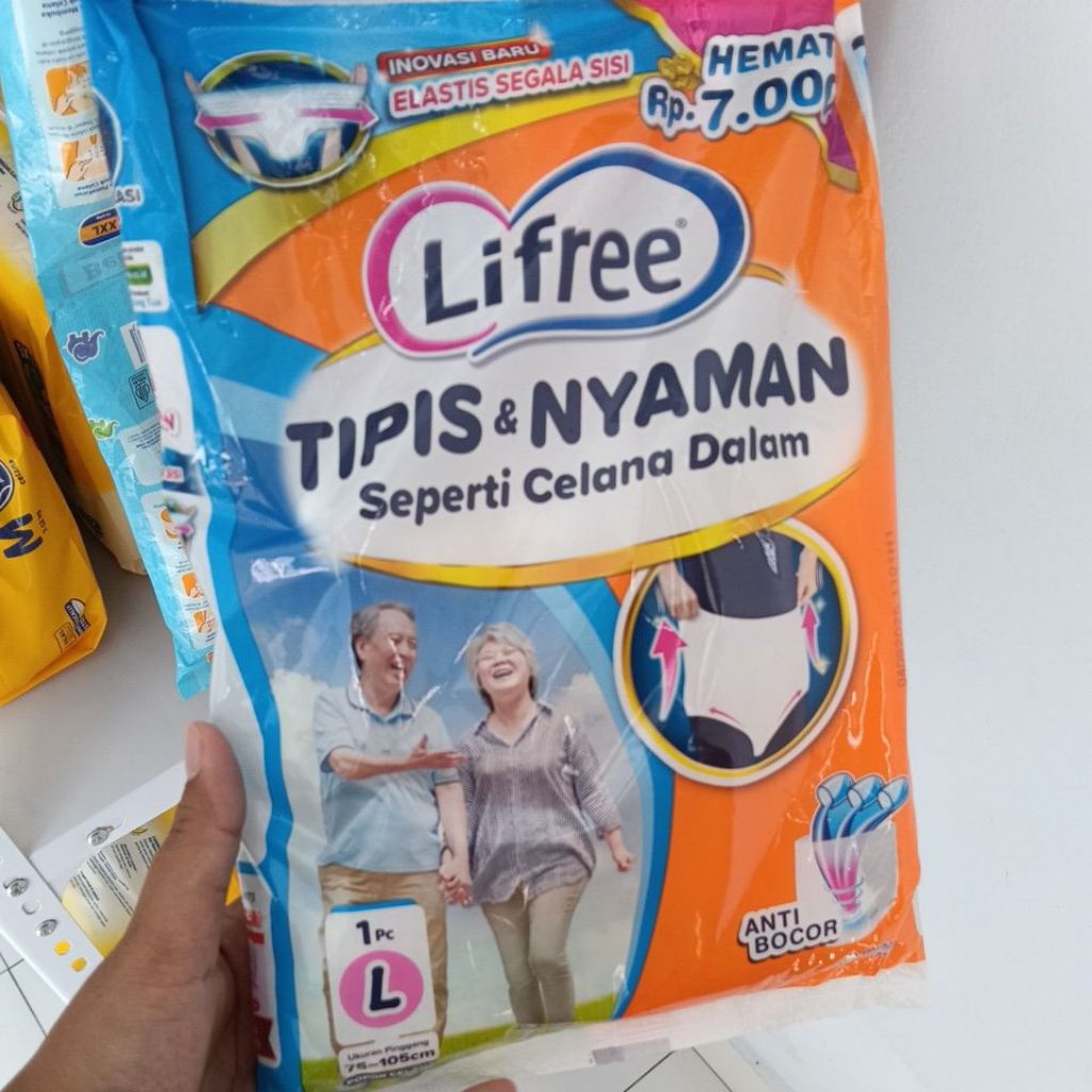 Pampers Dewasa Lifree Ukuran L celana 1 renceng isi 4