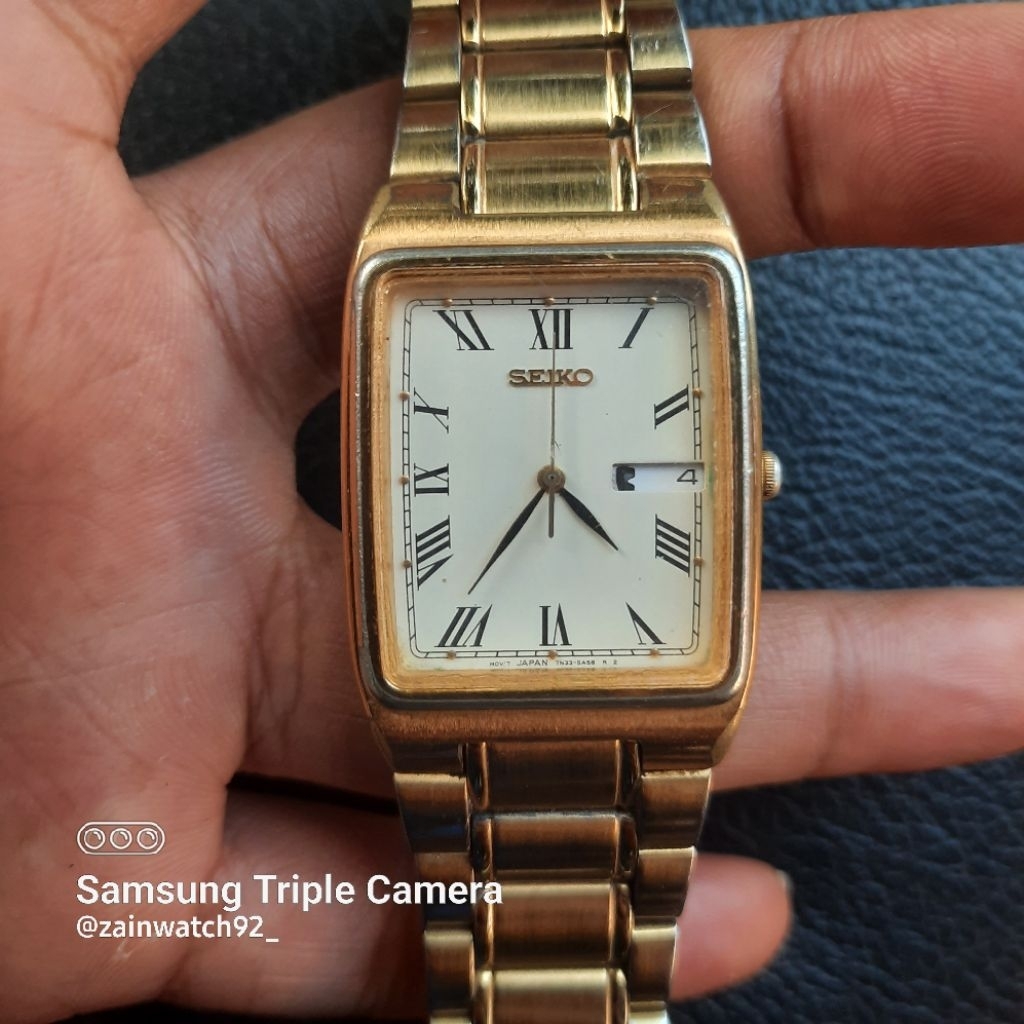 Jam Tangan Pria Seiko Tank Quartz Roman Dial Vintage ORIGINAL