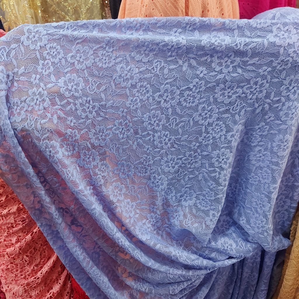 kain brokat premium  - kain brokat stretch  - kain brokat motif mewah  ( Lilac) 1E