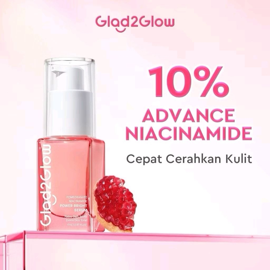 Glad2Glow Pomegranate Niacinamide Power Bright Serum 17 mL G2G Serum Wajah Serum