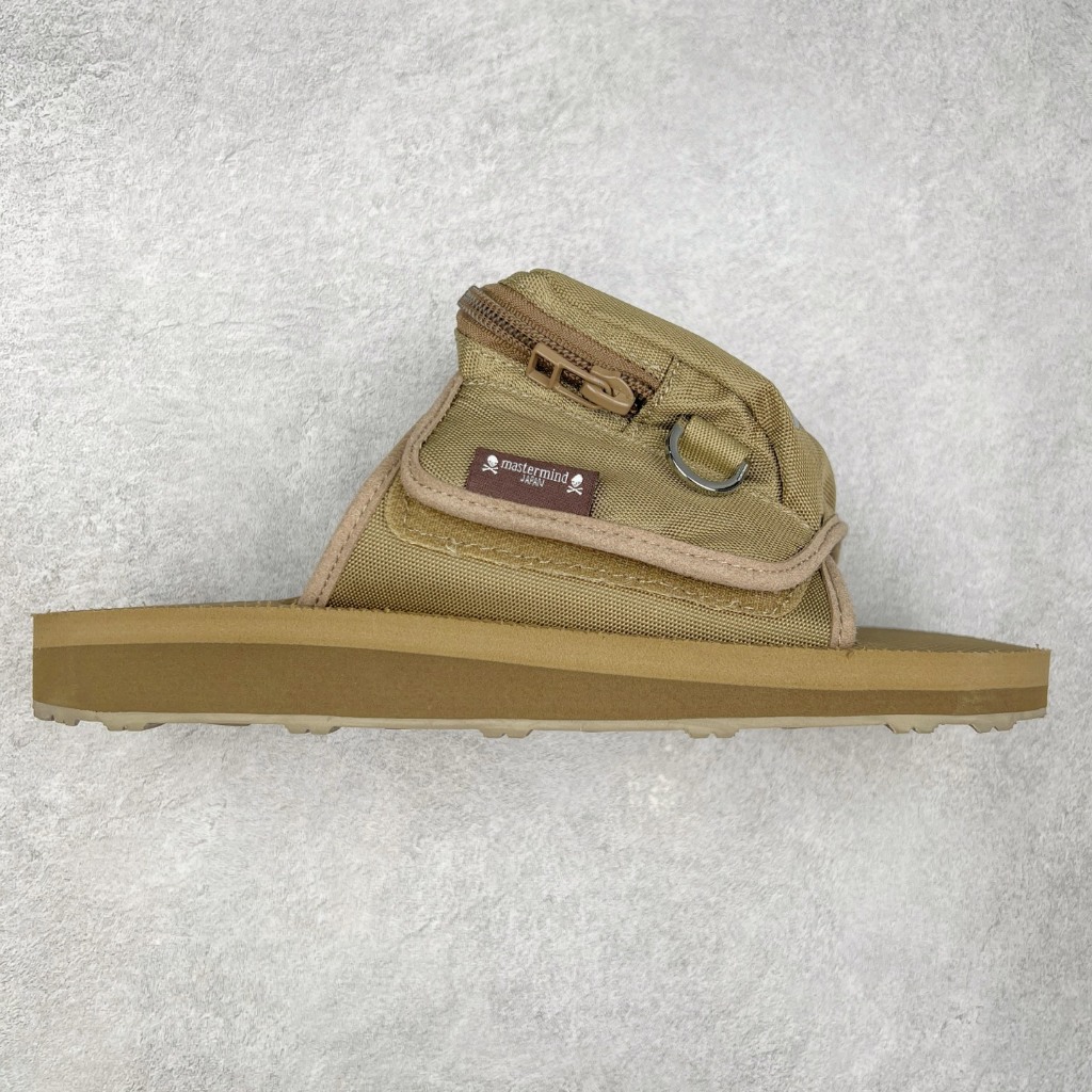 mastermind JAPAN x Suicoke Khaki Round Toe Thick Sole EVA Single Strap Slip-On Slides Unisex Comfort