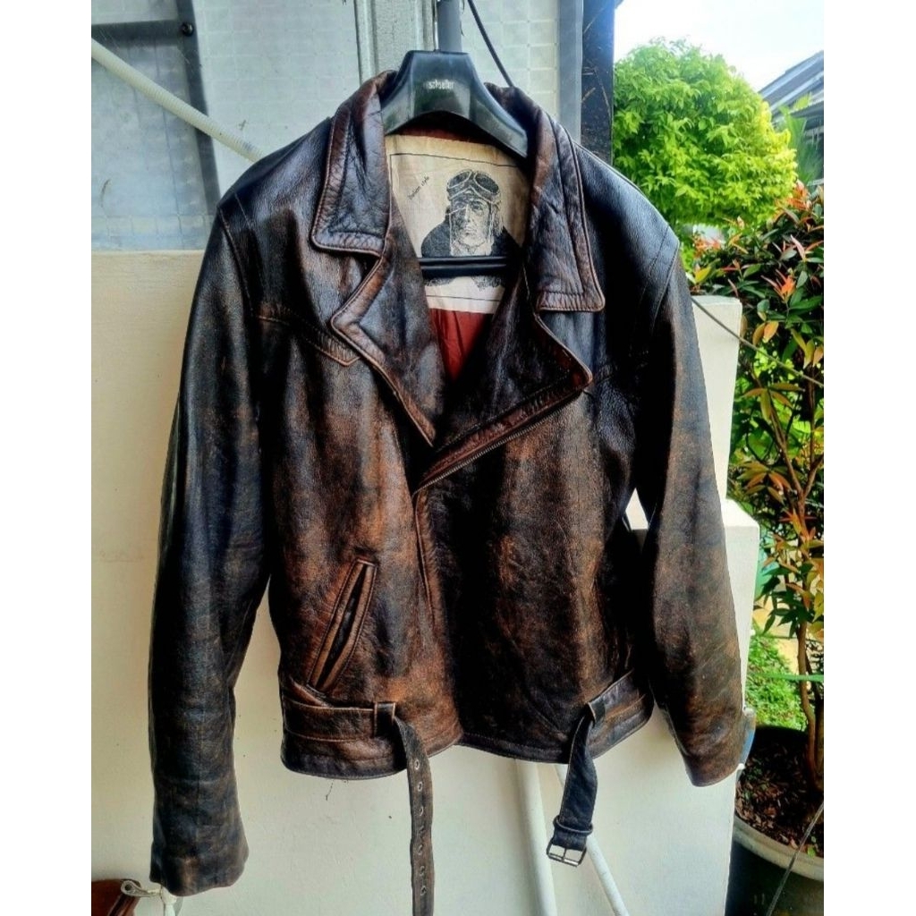 Jaket Kulit Ramones Vintage Patina Etches Leder like RBC Avirex Vanson Harley Schott Aero