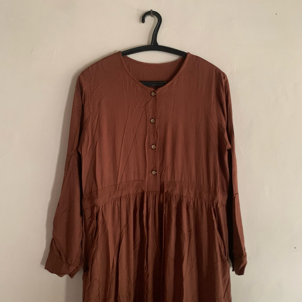 Preloved dress gamis coklat milo