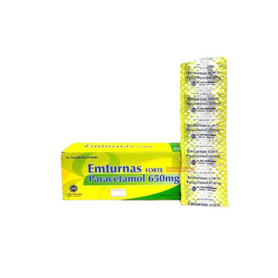 Emturnas Forte 650mg STRIP Tablet Obat Demam Nyeri Pusing Paracetamol Original