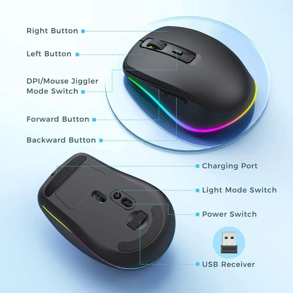 Glorious Mouse Rechargeable LED RGB Lampu Backlit Wireless Mouse Komputer