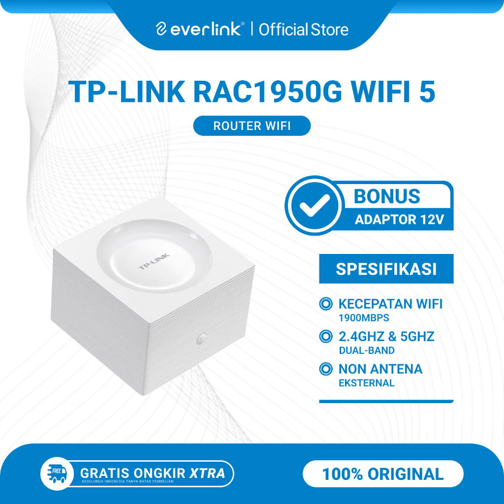 TP-Link TL-RAC1950G Wireless Router WiFi 5 Dual-Band 2.4GHz & 5GHz Bekas Original Bonus Adaptor