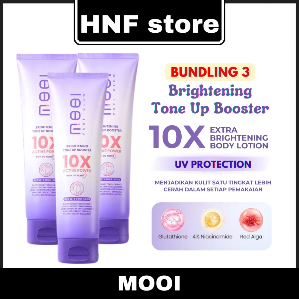 [ISI 3 PCS] MOOI PURE GLOW BRIGHTENING TONE UP BOOSTER BODY LOTION | HB Mooi Mencerahkan kulit