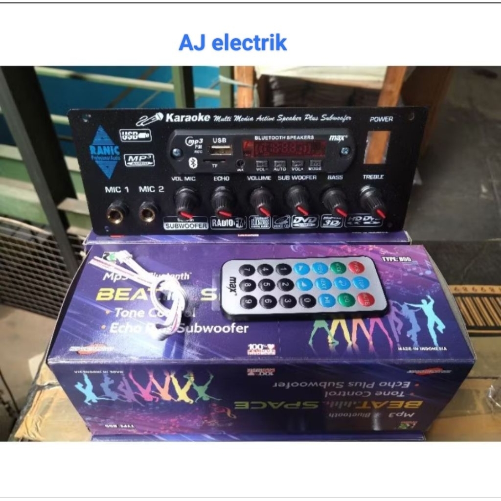 Kit Tone Control Steroe Karaoke Mic Echo Subwoofer MP3 Bluetooth Speaker & Remote Control.