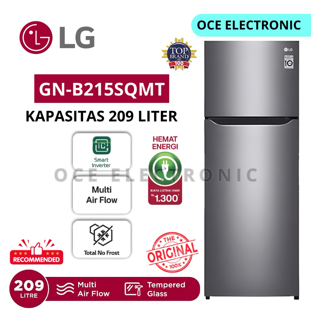 KULKAS 2 PINTU LG GN-B215SQMT 225 LITER SMART INVERTER [GARANSI RESMI]