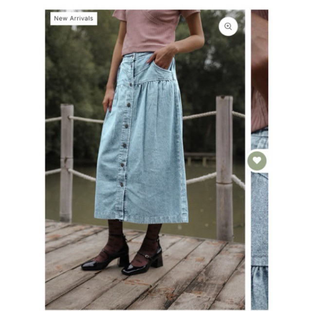 NEW MAVEN Rae Denim midi skirt size SM
